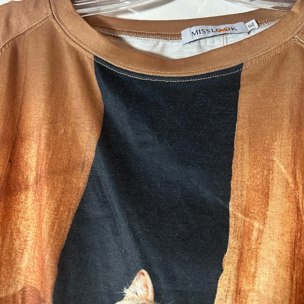 Miss look XL Brown Cute Kittens Pullover Tunic